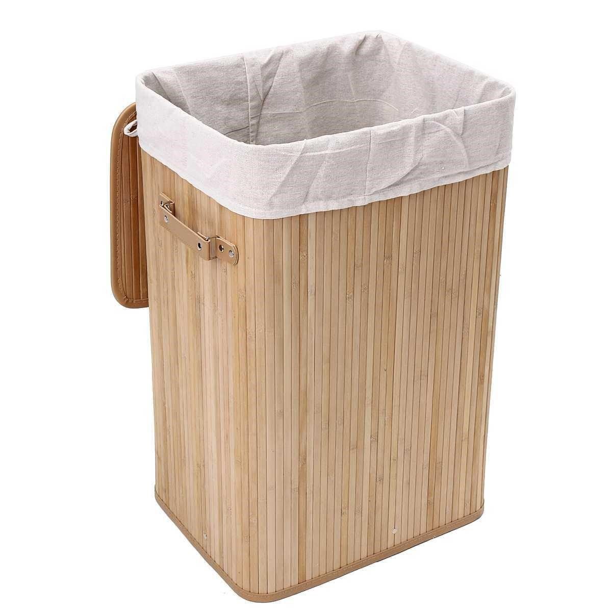 bamboo laundry hamper basket wicker clothes storage bag sort