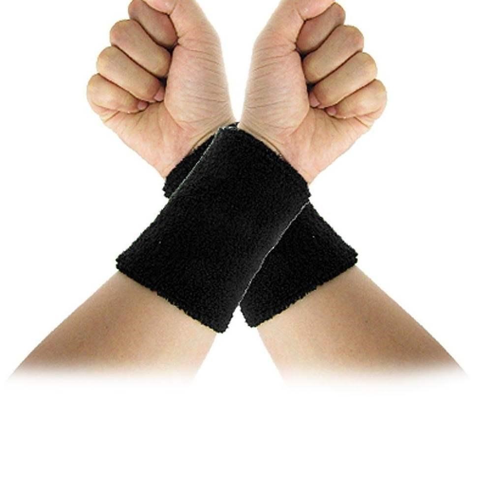 Suppor sell Sweatband Elastic Terry Wrist Black Sports Super