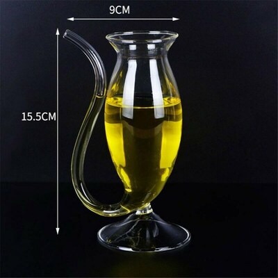 2020 Hot Wine Glass Cup Clear Glassware Mug Cocktail Straw C