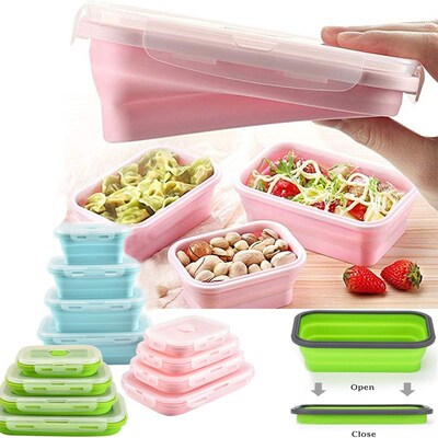Lunch-Box Bowl Food-Container Microwave Foldable Silicone Ca