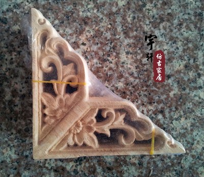 Dongyang wood carving applique motif wood shavings corner fl
