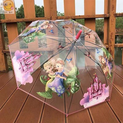 Children cartoon princess transparent umbrella girls kinderg
