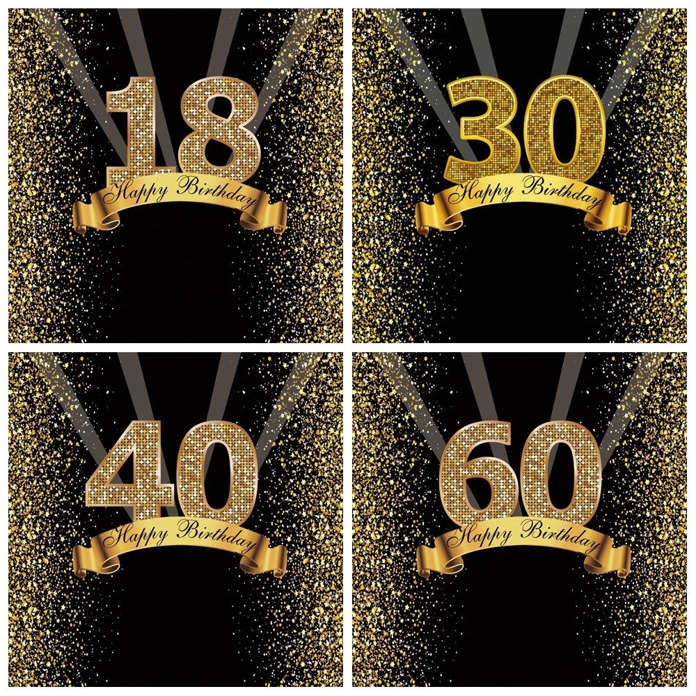 Happy Sweet 18th 25 30 40 50 55th Birthday Party Gold Dot P