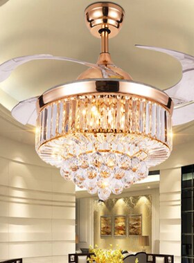 Art Decorative CRYSTAL  Ceiling Fan light Y4216 Retractable