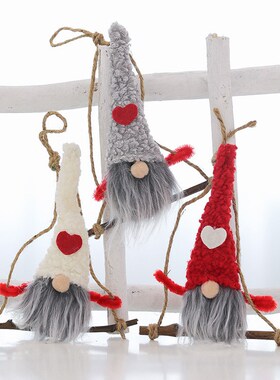 Nordic plush Rudolph twine wooden Christmas pendant Christm