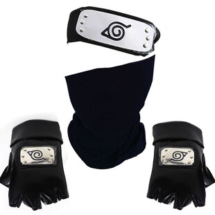 Anime Naruto Hatake Kakashi Gloves Mask Headband Accessorie