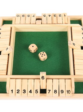 Four Sided 10 Numbers Shut The Box Board Game Wooden Flap