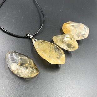 Natural irregular crystal Citrine pendant lemon quartz stone