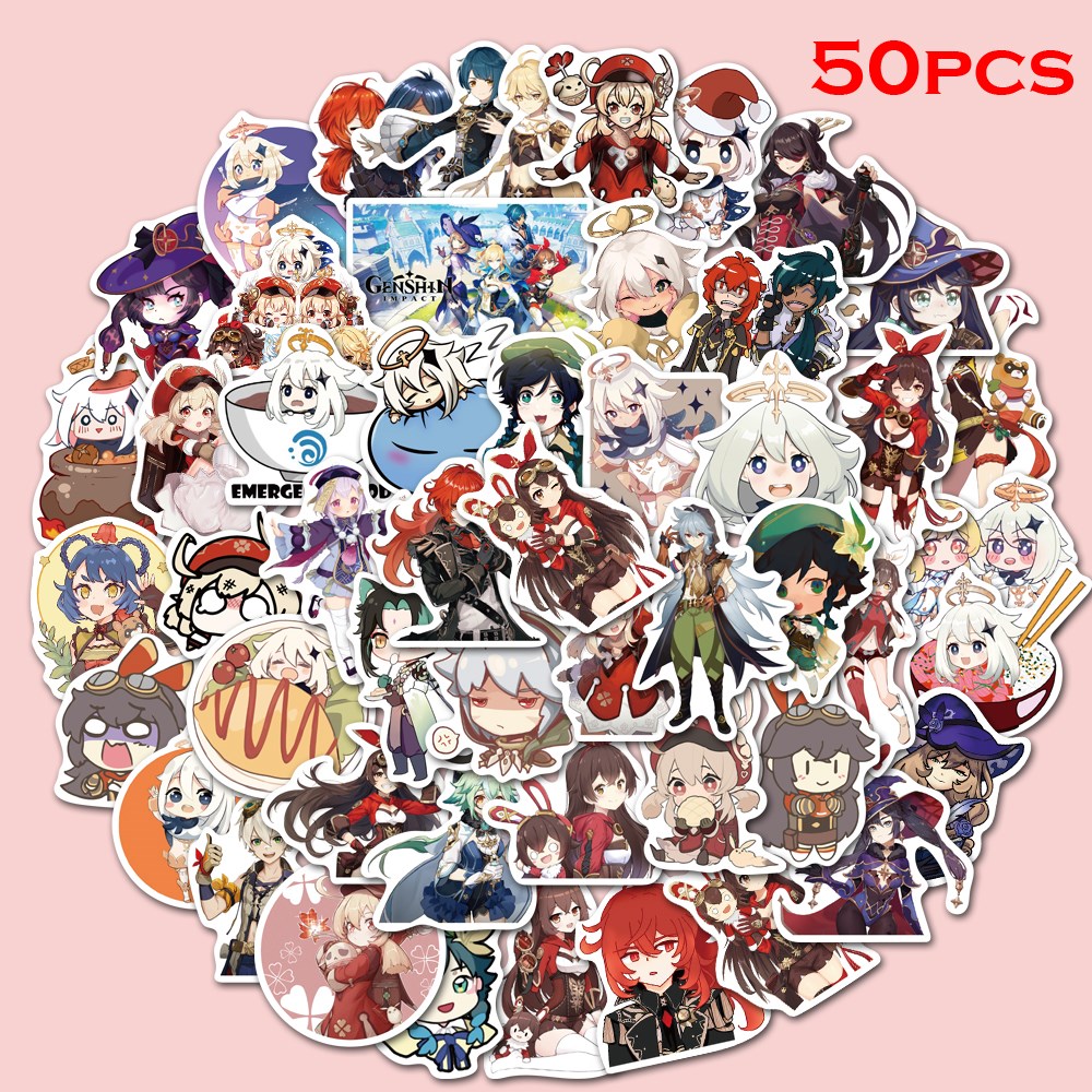 50PCS Genshin Impact Stickers DIY Phone Snowboard Laptop Lu