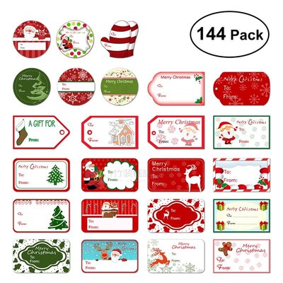 144 Christmas Self Adhesive Gift Tag ers 24 Assorted Designs