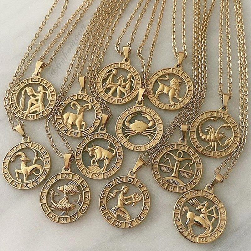 Popular Twelve Constellations Necklace Male Female Zodiac S