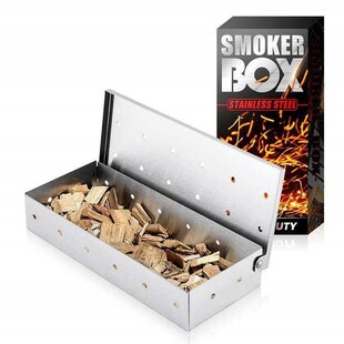 BBQ Barbecue Smoker Box for BBQ Grill Wood Chips钢烧烤烟熏盒