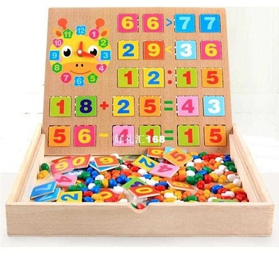 Wooden 2 in One Mathematic Toy Kid's Soft Montessori