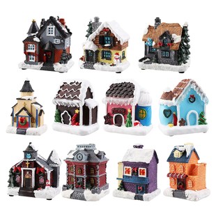 Landscape Ornament Micro Battery LED Christmas Resin House