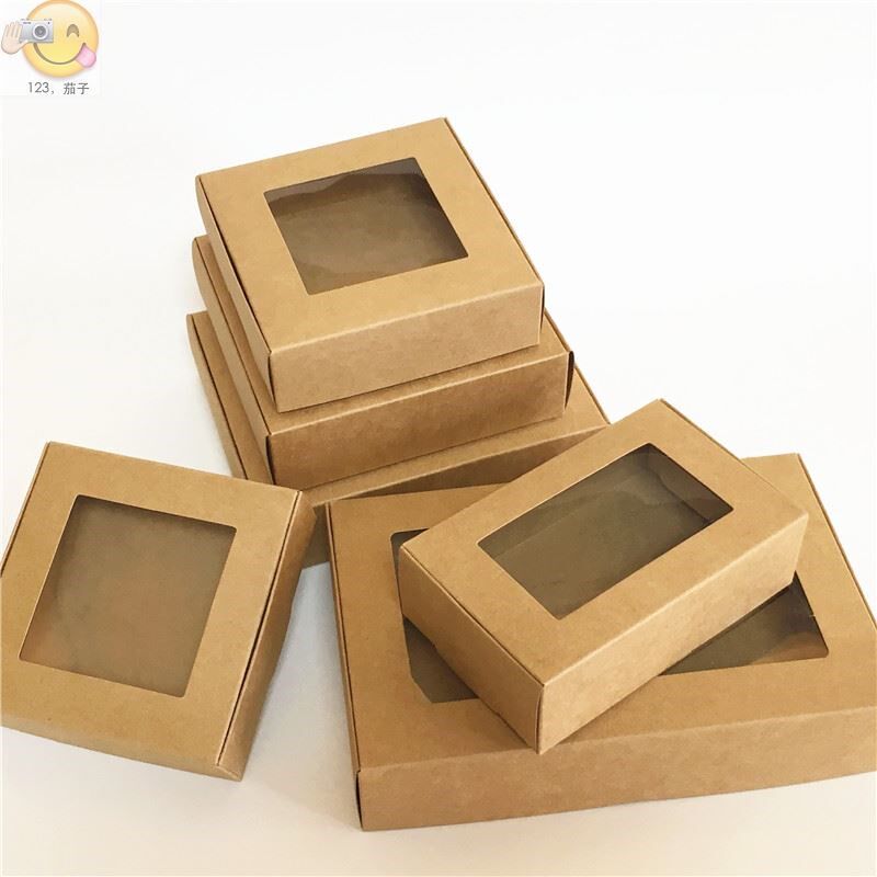 30pcs blank kraft paper gift box with window handmade soap