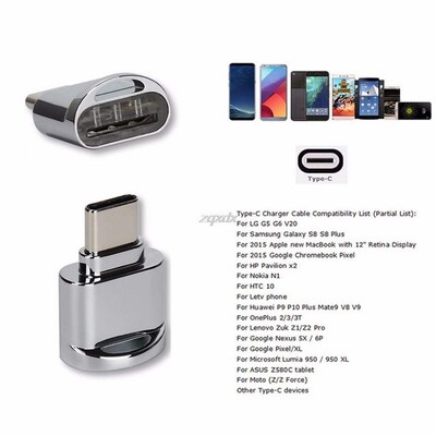 -USB 3.1 Type C Micro SD TF Memory Card Reader OTG for Sams