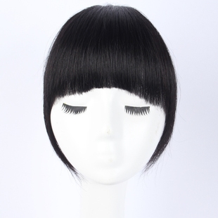 假发刘海 一刀剪齐 加厚假刘海 真发 斜中分 隐形无痕假发片新款