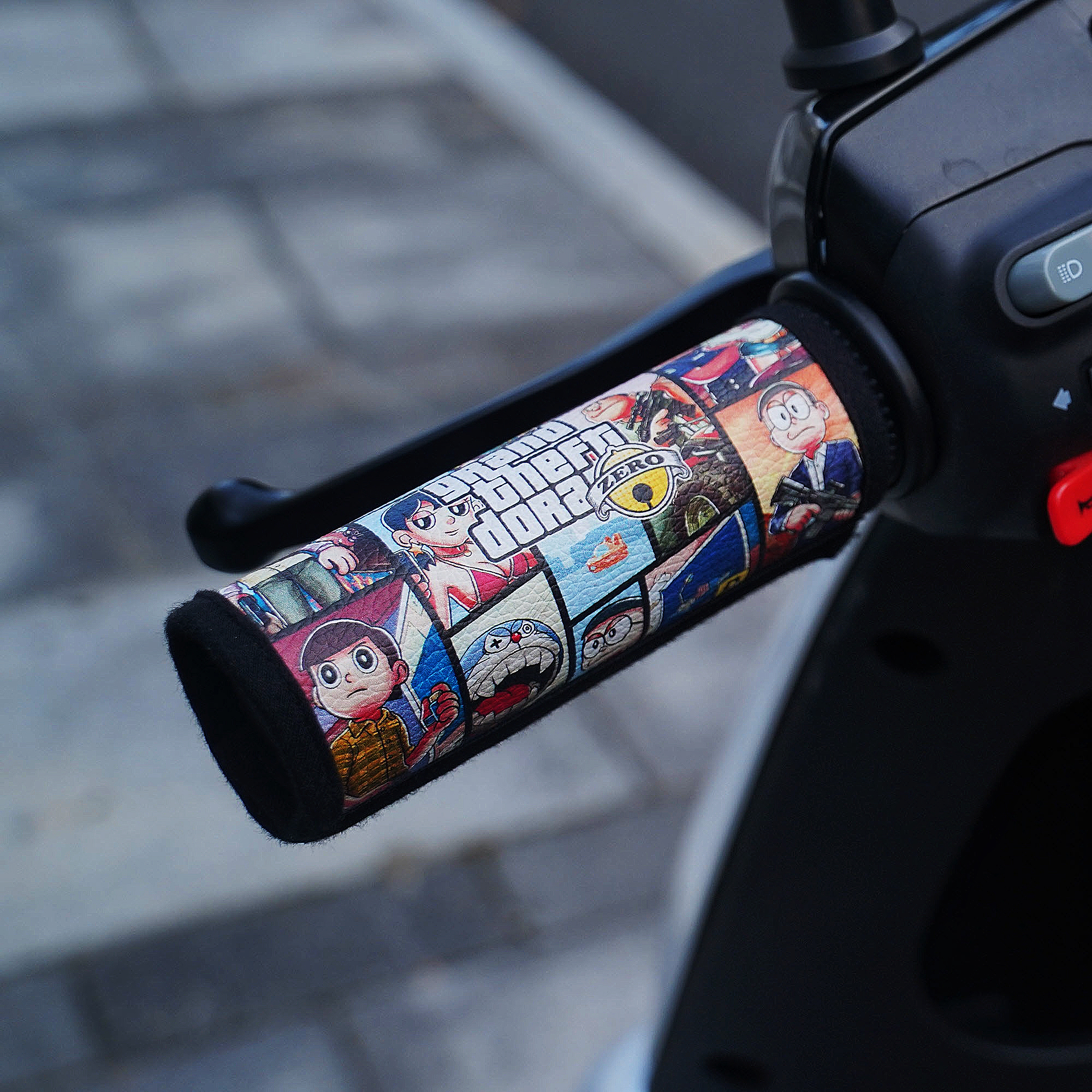 无胶安装不伤车个性皮革把手套