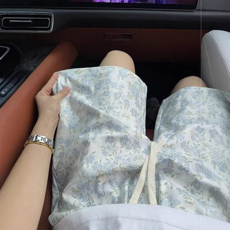 美式复古小花短裤男夏季薄款速干夏威夷沙滩五分裤子情侣宽松中裤