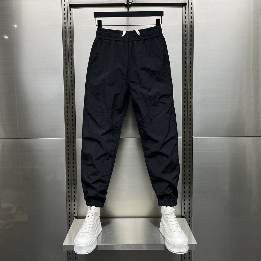 潮牌拼接空调网眼透气束脚运动裤男夏季薄款速干九分裤网红休闲裤,男装,休闲裤,淘宝优惠券,粉丝福利购,淘宝优惠卷