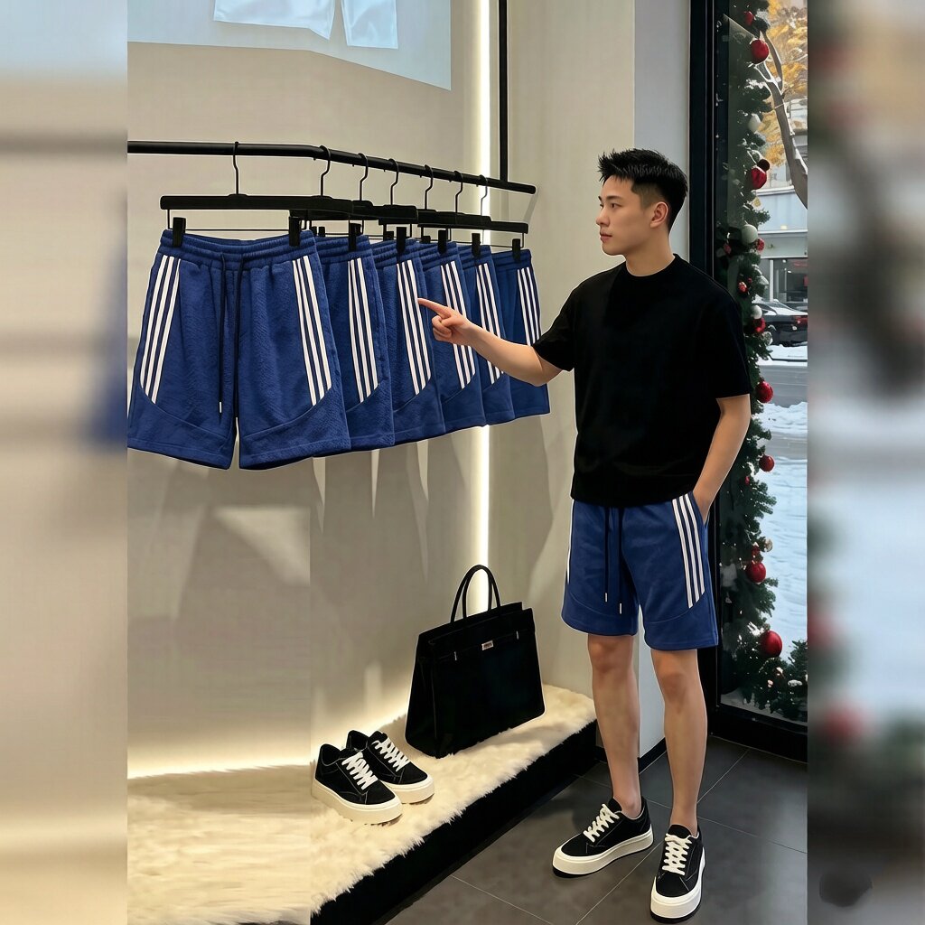 美式三条杠运动短裤男夏季新款龙鳞纹透气裤子跑步休闲外穿五分裤图片