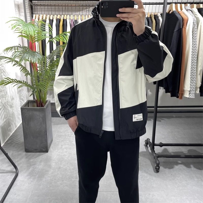 潮品春秋季新款撞色运动上衣外套男装春秋款美式潮牌拼接立领夹克,男装,夹克,淘宝优惠券,粉丝福利购,淘宝优惠卷