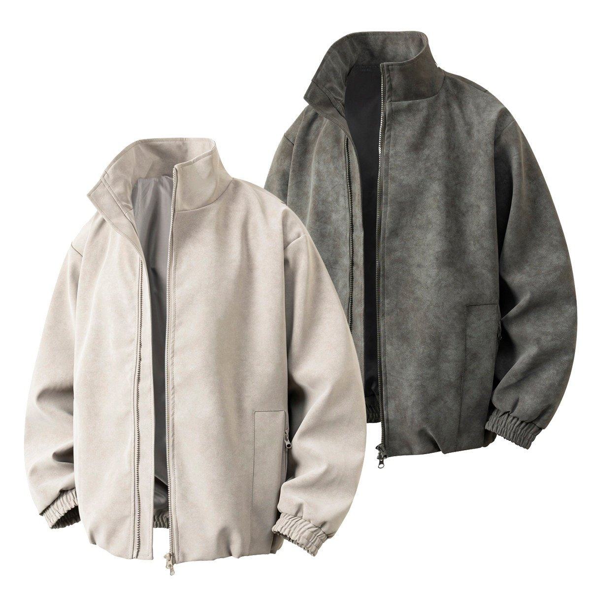 美式立领雾面pu皮夹克加绒外套男女款设计感座山雕宽松高级感上衣,男装,皮衣,淘宝优惠券,粉丝福利购,淘宝优惠卷