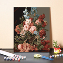 饰丙烯油彩画画 数字油画diy手工填充欧式 复古花卉手绘涂色客厅装