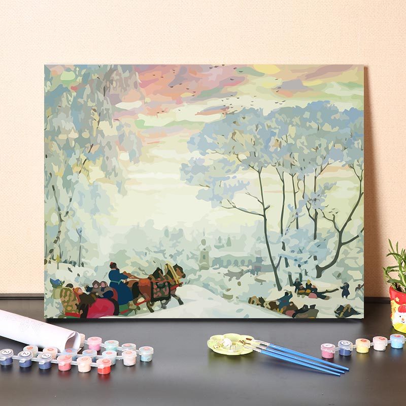 数字油画diy填充画家克斯托依列夫经典名画雨后彩虹风景画装饰画