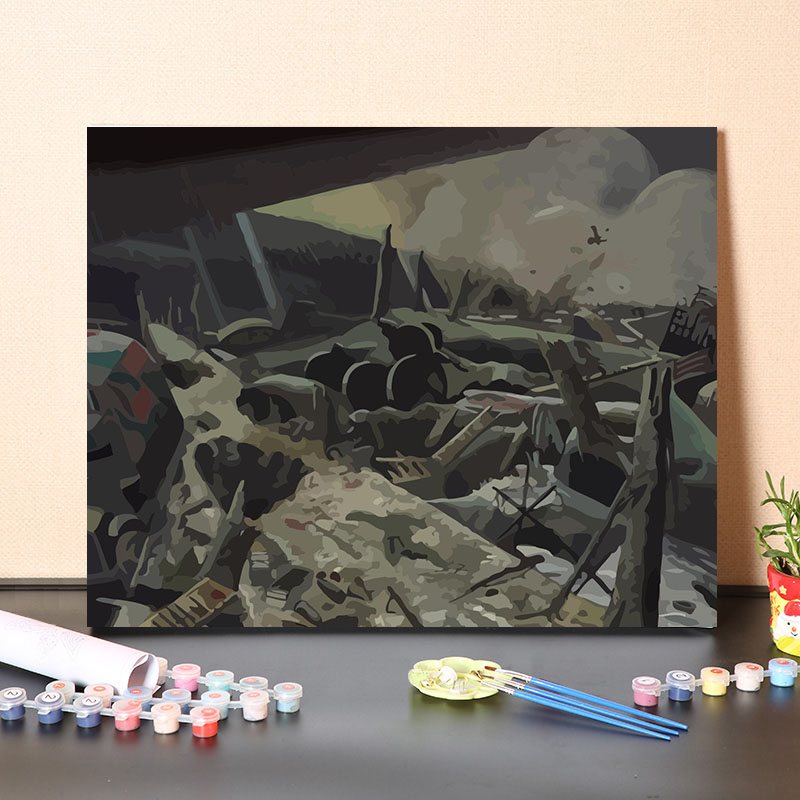 数字油画diy填充画家蒙德里安经典名画红黄蓝的构成画客厅装饰画