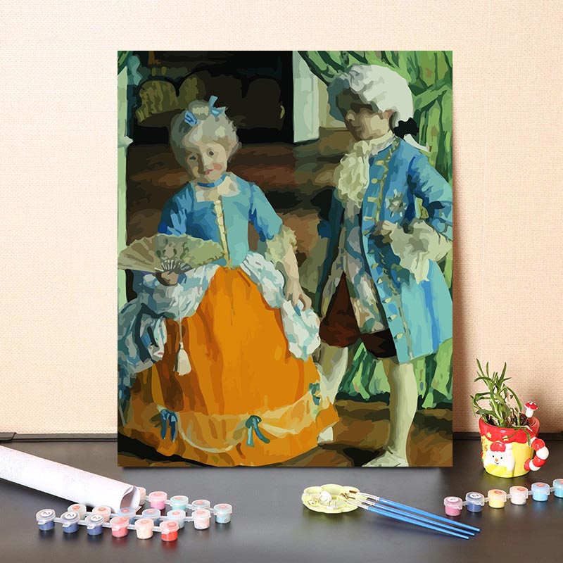 数字油画diy填充画家克斯托依列夫经典名画女孩的张望画客厅挂画