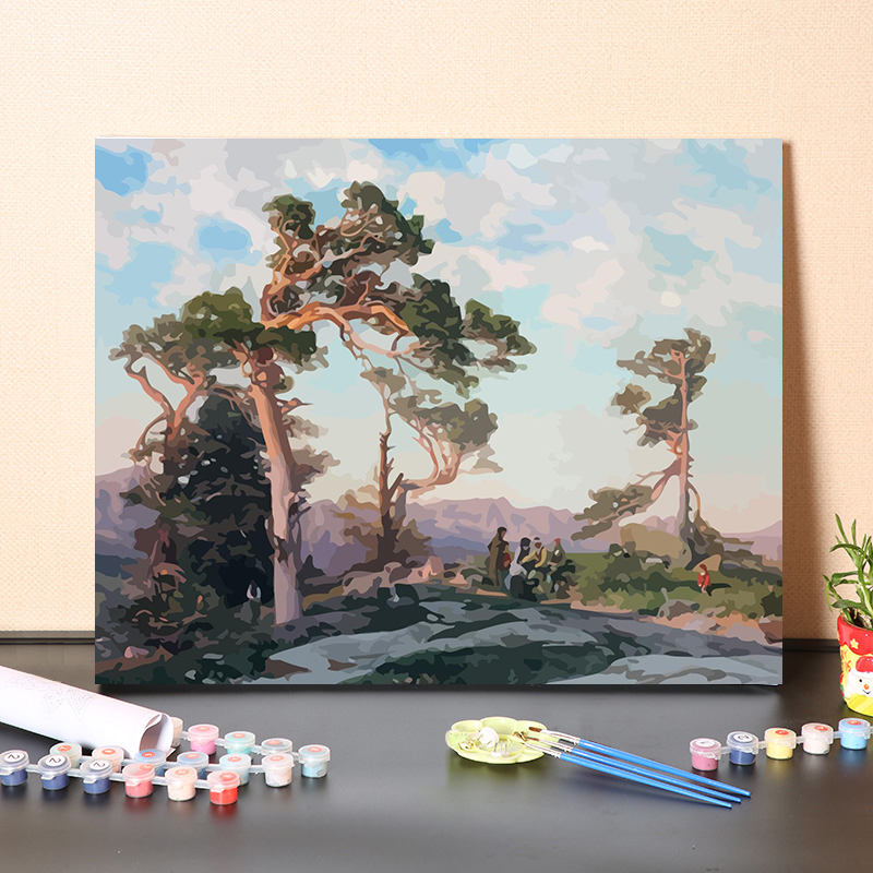 数字油画diy填充风景画家奥尔特加经典名画野外山丘涂色画装饰画