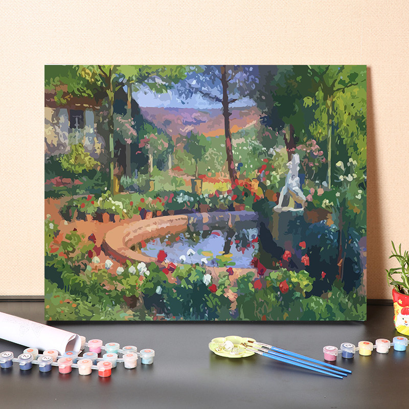 数字油画diy填充印象派画家亨利马丁经典名画马奎罗尔喷泉装饰画