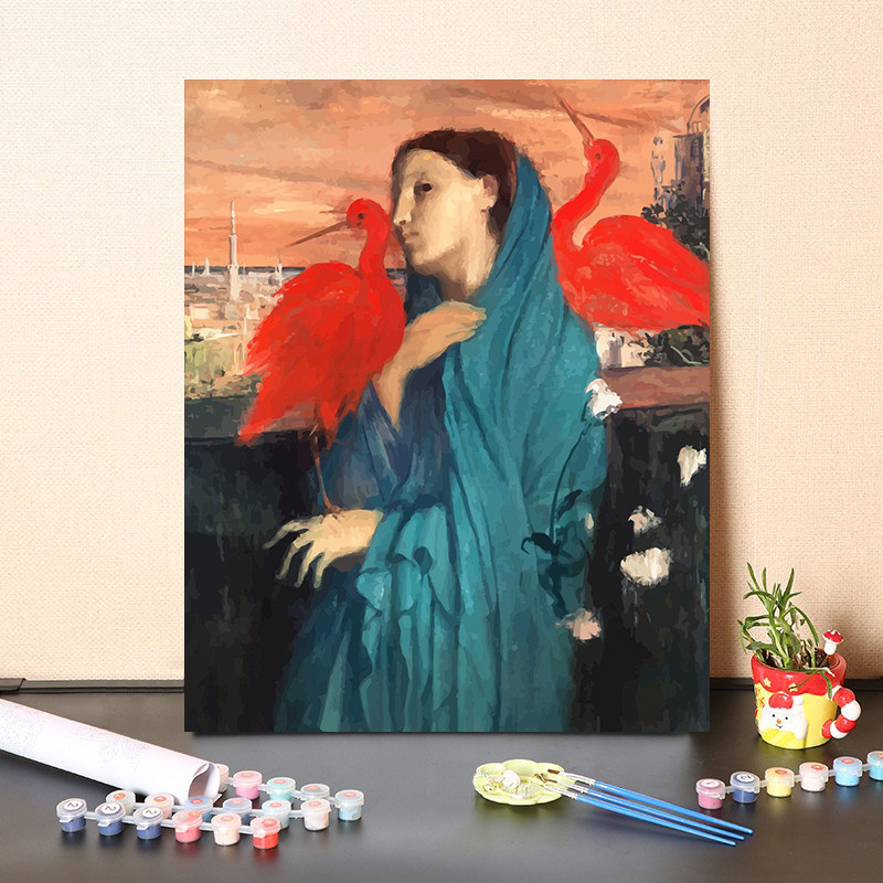 数字油画diy填充名人名画德加宜必思的年轻女子填色绘画装饰