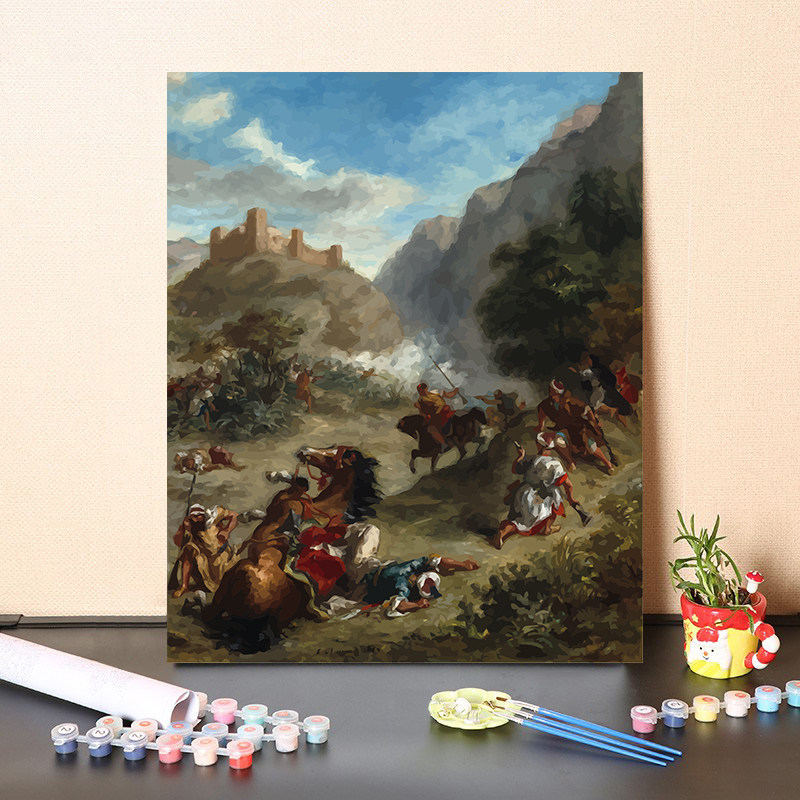 数字油画diy填充德拉克洛瓦经典名画人物群像花卉丙烯装饰油画