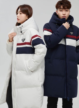 长款连帽简约廓型撞色情侣款羽绒服160胸围120】22901