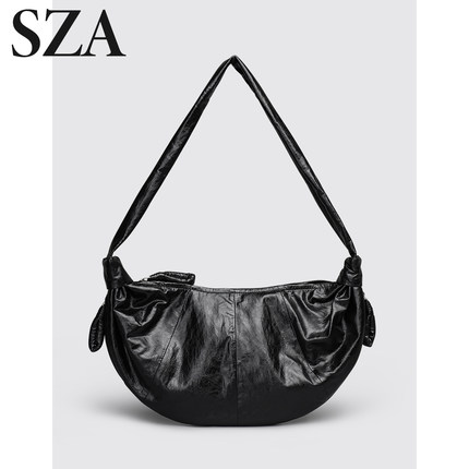 SZA时尚复古牛角包女大容量单肩斜挎包2025新款慵懒质感饺子包包