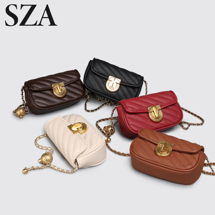 SZA轻奢小香风菱格链条小方包女秋冬新款精致时尚迷你单肩斜挎包