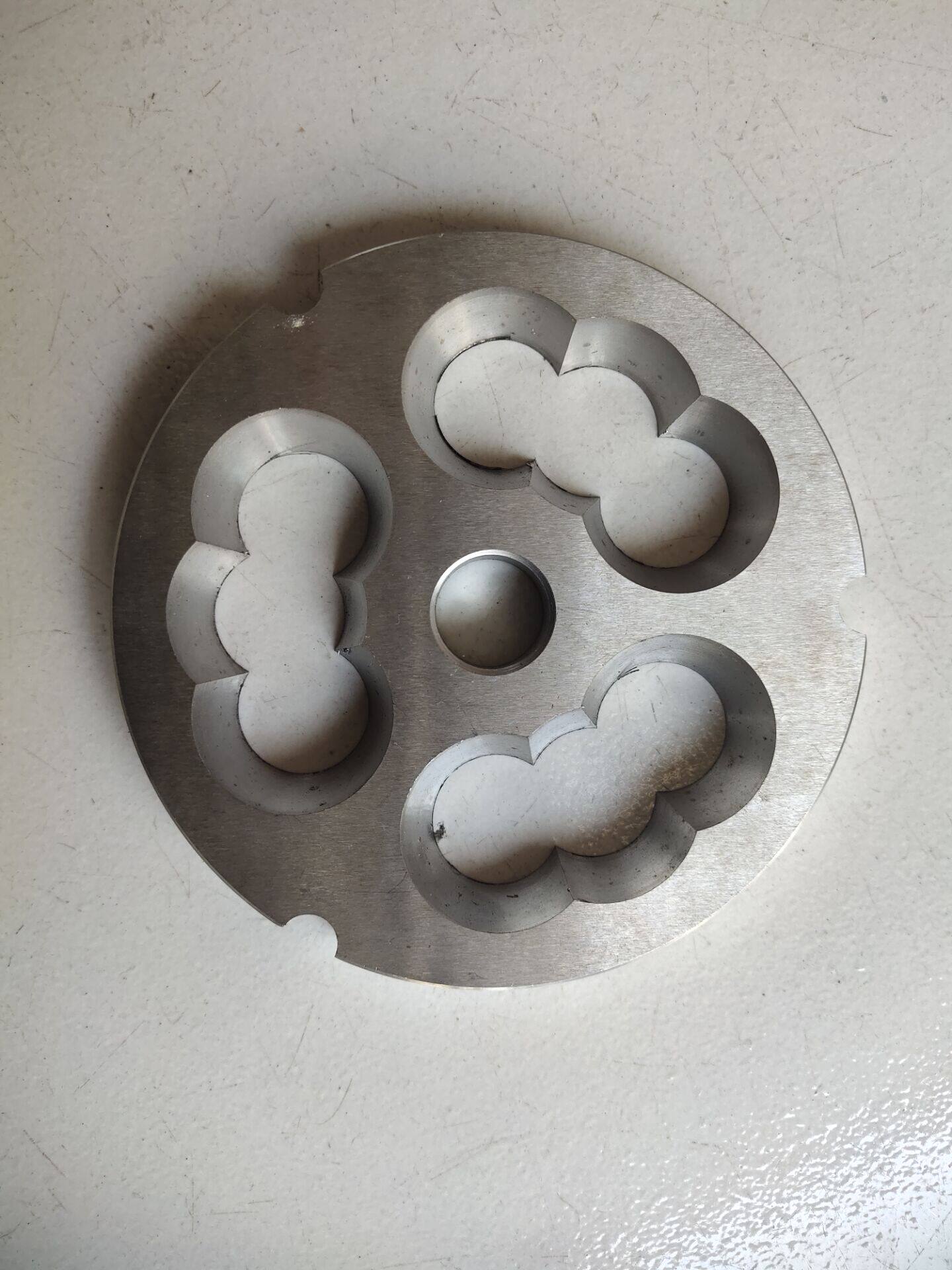 42号不锈钢绞肉机圆刀配件绞肉机圆盘孔盘篦子十字刀3孔花型