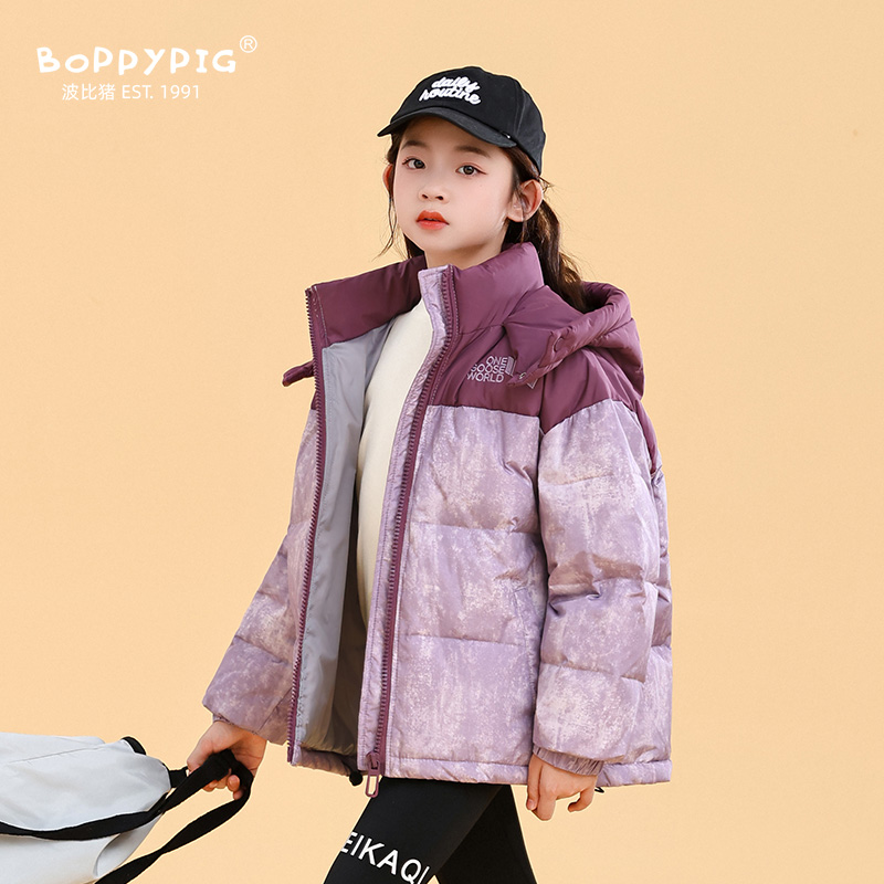波比猪中长款加厚男女儿童羽绒服