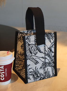 2022新款包包小众ins迷你复古提花手提溜娃包 手提袋帆布手拎包