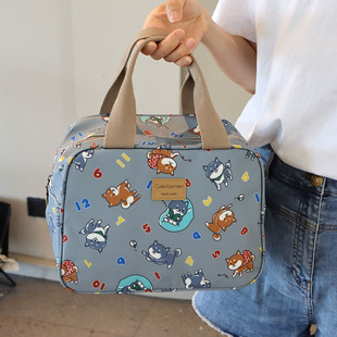 韩国防水牛津布大容量铝箔保温便当包手提袋小学生四格五格饭盒袋