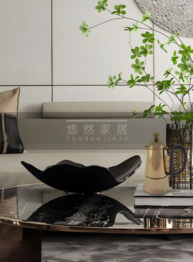 茶壶饰品轻奢茶几金属轻奢茶杯组合客厅现代摆件果盘悠然家居饰品