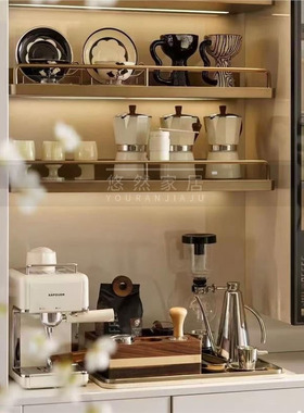 现代简约餐厅厨房水吧台咖啡主题咖啡机研磨器软装饰品样板间摆件