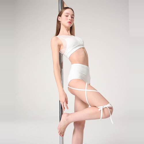 钢管舞服装内衣女polewear网纱美背文胸吊带专业防走光短裤套装