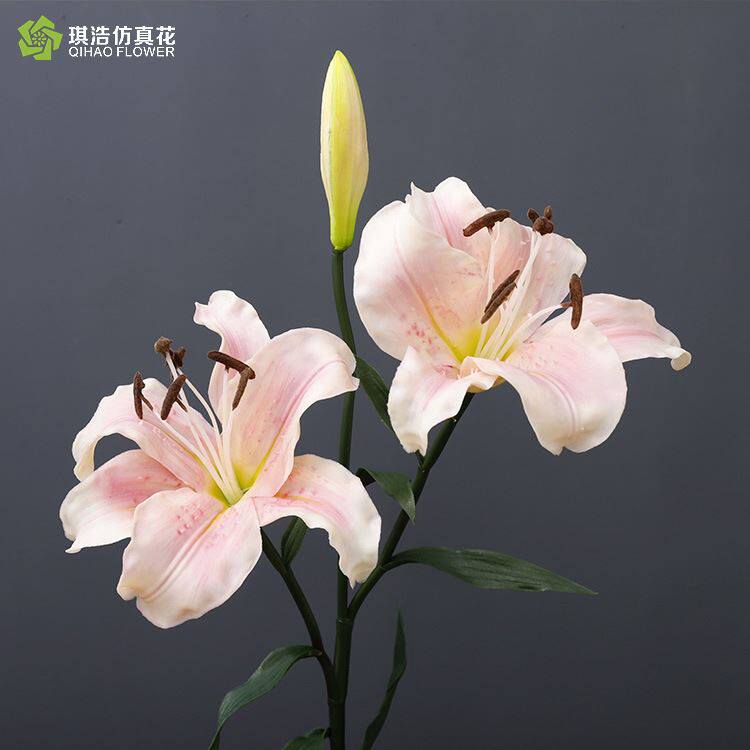 仿真3头小老虎兰 婚庆家居仿真百合花假花摆件落地装饰花