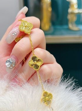 正品黄金色手链女新款四叶