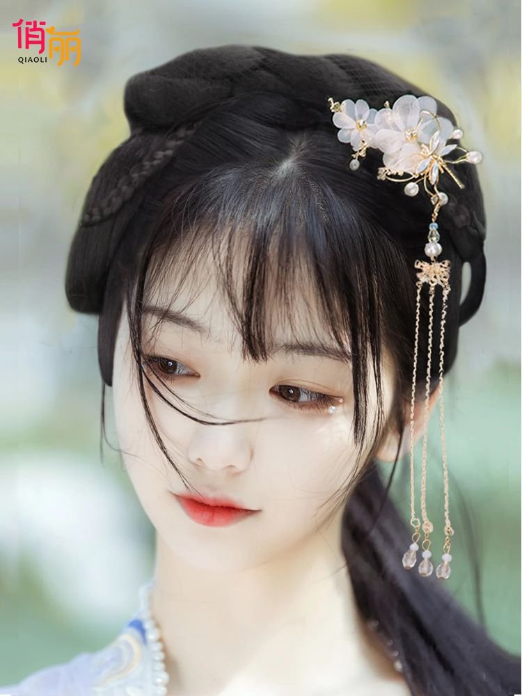 汉服假发造型一体式发簪女童古风发箍古代发鬓全头套的网红中长发