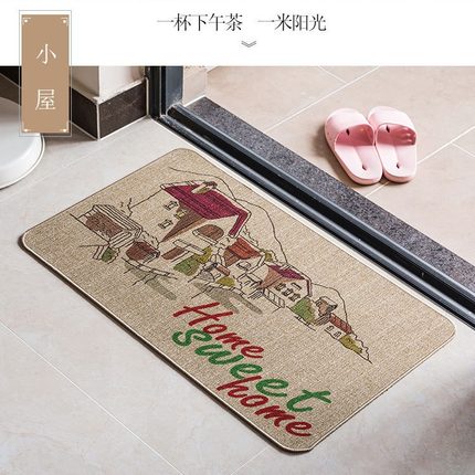 卡通热卖亚麻地毯地垫进门门垫厨房防滑橡胶脚垫浴室门口吸水垫