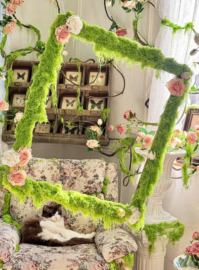 幼儿园春天环创吊饰展台自然角装饰造景植物氛围场景布置绿色纱幔